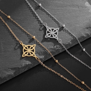 Edelstahl Doppelschichtig Hexenknoten Armband Für Damen Gold Silber Plattiert Keltischer Knoten Perlen Modeschmuck
