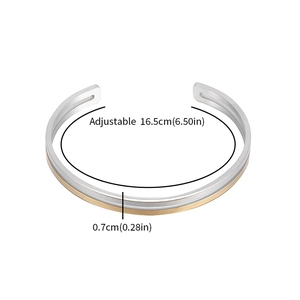 Minimalistisches zweifarbiges Edelstahl-Armreif-Design in Silber und Gold für Damen