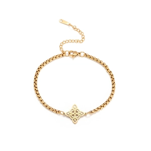 Poliertes goldfarbenes Hexenknoten Armband aus Edelstahl mit verstellbarer Verlängerung
