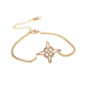 Goldenes Hexenknoten Armband aus Edelstahl mit Hohlmuster und verstellbarer Kette