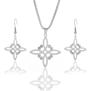 Conjunto de joyas de acero inoxidable pulido con colgante de nudo celta y pendientes juego