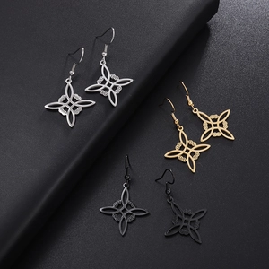 Edelstahl Hexenknoten Hängerohrringe Für Damen Herren Vintage Keltischer Knoten Hohl Geometrische Ohrringe Gothic Mode Schmuck