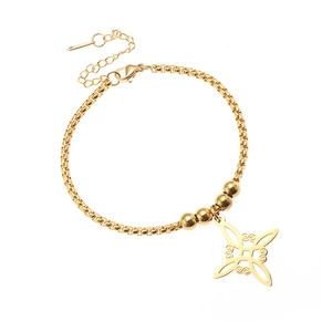 Goldenes Hexenknoten Armband aus Edelstahl mit Box-Kette und verstellbarem Verschluss