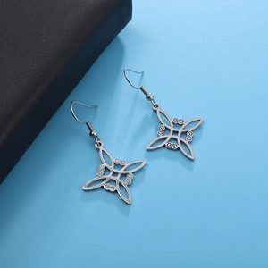 Silberne Keltische Hexenknoten-Ohrhänger mit hohlem geometrischem Design und Fischhaken