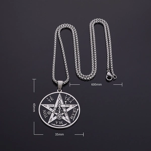 Collier amulette pentagramme sceau de Salomon en acier inoxydable avec pendentif kabbale