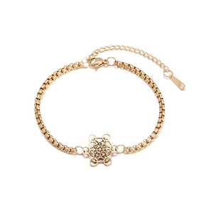 Detailansicht eines goldenen Box-Chain-Armbands mit hohlem Hexagramm-Sternanhänger