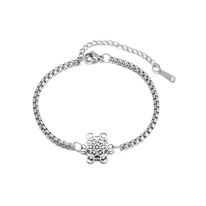 Silbernes Edelstahl-Armband mit geometrischem Hexagramm-Sternanhänger und Box-Kette