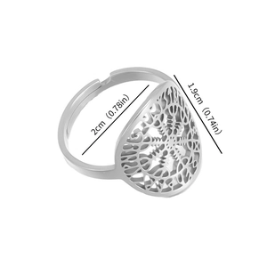 Detailed view of Viking compass ring with cut-out pattern and adjustable silver band