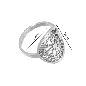 Adjustable viking compass stainless steel ring with 19mm circular cutout design