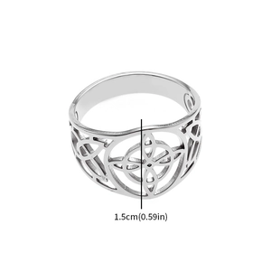 Polished stainless steel Celtic knot open ring with 1.5cm hollow geometric design