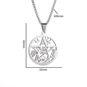 Spécifications de taille pour le collier pendentif pentagramme en acier inoxydable