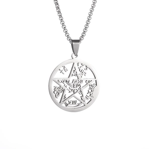 Collier rétro en acier inoxydable pour hommes avec pendentif étoile pentagramme évidé