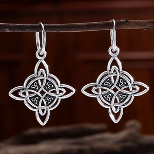 Vintage Legierung Keltischer Knoten Hexenknoten Ohrhänger Mit 925 Sterlingsilber Ohrstecker-Stift Geometrischer Schmuck Damen