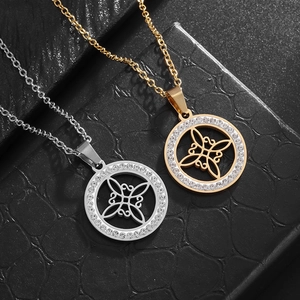 Poliertes Silber und Gold Edelstahl-Hexenknoten Halsketten mit Micro-Pave Kristallen