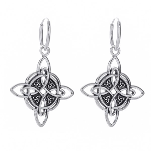 Vintage Silberne Keltische Knoten Ohrringe mit Oxidiertem Finish für Damen im Ethno-Stil