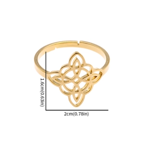 Polished gold Celtic witch knot open ring with adjustable band for women fashion