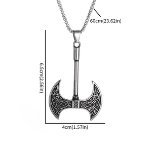 Nordic Celtic axe pendant necklace in retro silver alloy for men with 60cm chain