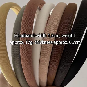 Minimalist ribbed fabric headbands in assorted earth tones with 1.5cm width and 0.7cm thickness
