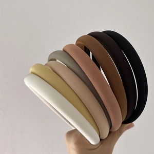 French Vintage Sponge Padded Headband Ribbed Fabric Solid Color Wide Hairband For Women Daily Face Washing Hair Accessories