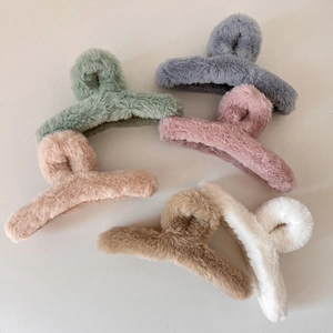 Plüsch Haarklammer Herbst Winter Kunstpelz Haarkralle Große Einfarbige Haarschmuck Im Koreanischen Stil Für Damen