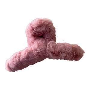 Grande pince à cheveux élégante en peluche rose doux pour accessoires de coiffure