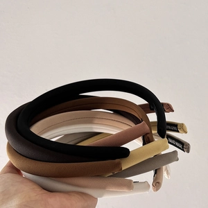 Handmade padded sponge headband set with ribbed twill fabric in neutral solid colors