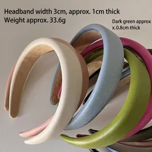 Chic solid faux leather headband with 3cm width and thick padded high-top design