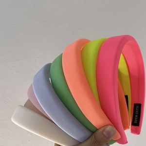 Padded candy color sponge headbands in twill fabric with handcrafted label set