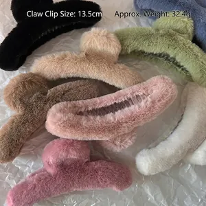 Grandes pinces à cheveux en peluche de 13,5 cm en plusieurs coloris pour femmes