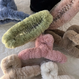 Grandes pinces à cheveux élégantes en peluche en plusieurs couleurs pour femmes
