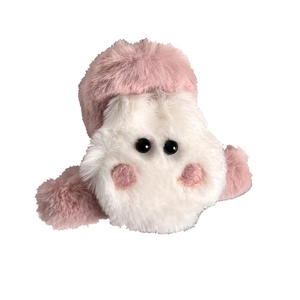Simpatica molletta per capelli in peluche per donna con pelliccia bianca e cappello rosa