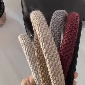French style knitted padded headband set in neutral solid colors for women accessory