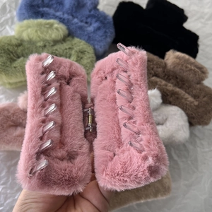 Pinces à cheveux carrées en peluche de couleurs variées, rose et vert, style automnal