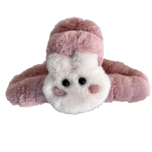 Pince à cheveux lapin rose en peluche pour femmes accessoire cheveux d'hiver