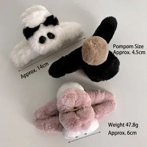 Pince à cheveux ours en peluche mignonne pour femmes coiffure hiver grande 14cm
