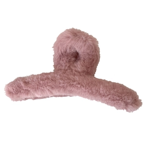 Rosa Plüsch Haarklammer aus Kunstpelz, Winter-Haar-Accessoire für Damen und dickes Haar