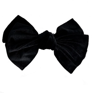Barrette à cheveux élégante en velours noir à double nœud avec design rétro français