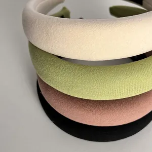 Padded sponge headband for women in beige green pink and black set 3cm wide