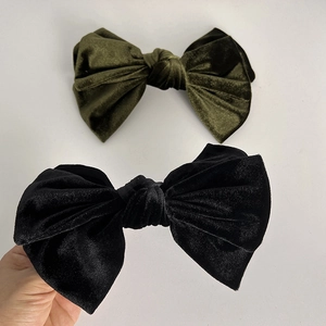 Français Élégante Grande Pince à Cheveux Nœud en Velours Vintage Automne Hiver Pince à Ressort Couleur Unie Accessoires Cheveux Mode pour Femmes