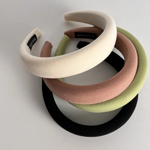 Minimalist Thickened Sponge Headband For Women High Cranial Top Wide Edge Fabric Wrapped Hair Band Solid Color Handmade Hair Accessories