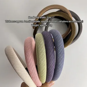 Morandi colors 2cm wide fabric sponge headbands set for elegant women hair styling