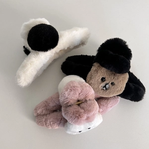 Détails de pinces à cheveux en peluche avec oursons doux en marron, rose et noir