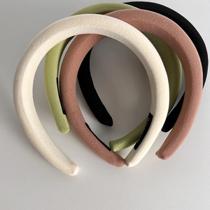 Set of four padded sponge headbands in solid Morandi colors for women's hair styling