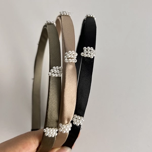 Serre-tête en Satin avec Künstliche Perles Minimaliste Français Élégant à Bord Étroit pour Femmes Accessoires de Cheveux Mariage Fête
