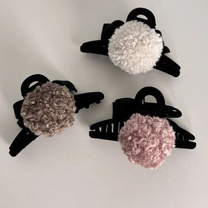 Fleece bow hair claw clips in cream, mocha, and grey pink for thick hair styling