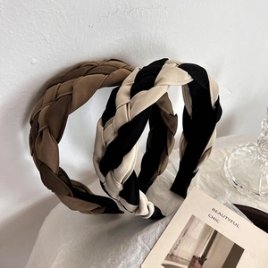 Women Vintage Braided Woven Headband Handmade Fabric Wide Twist Hair Hoop Elegant Hair Accessories For Daily Dating