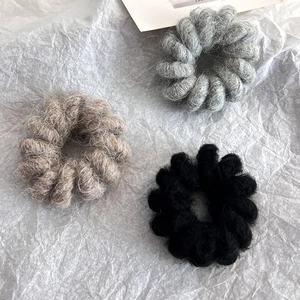 Women Autumn Winter Woolen Telephone Line Scrunchie Plush Elastic Hair Band Fashion Commuting Hair Accessories Gift