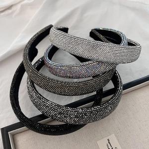 Serre-tête Rembourré De Luxe En Strass Pour Femmes Élégant Serre-tête En Tissu Fait À La Main En Cristal Étincelant Accessoires Cheveux