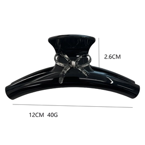 Pince à cheveux papillon noire brillante de 12 cm pour coiffures de femmes élégantes