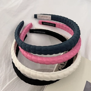 Damen Vintage Gesteppte Stoff Gepolsterte Haarband Süße Gitter Textur Breite Stirnband Handgefertigte Weiche Schwamm Verdickte Mode Haarschmuck